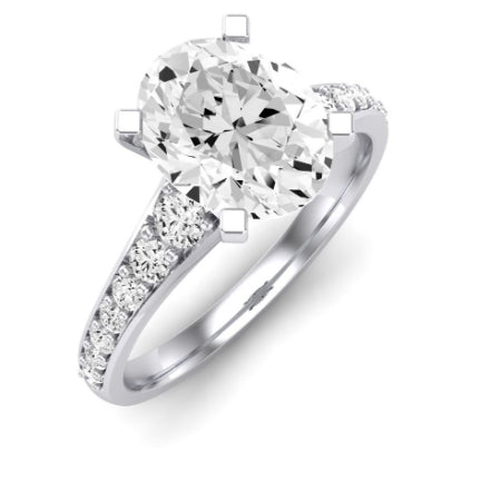 Holly Diamond Matching Band Only (does Not Include Engagement Ring) For Ring With Oval Center whitegold