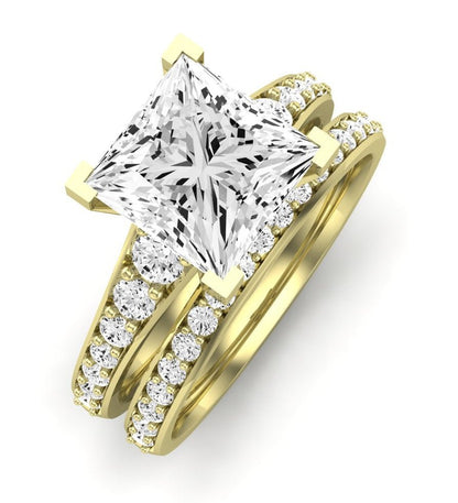 Holly Diamond Matching Band Only (does Not Include Engagement Ring) For Ring With Princess Center yellowgold