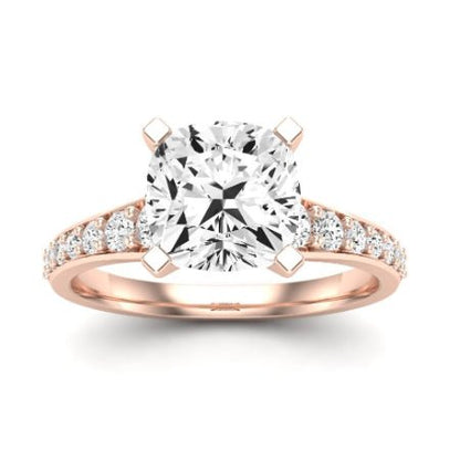 Holly Moissanite Matching Band Only (does Not Include Engagement Ring) For Ring With Cushion Center rosegold