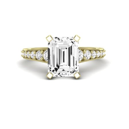 Holly Moissanite Matching Band Only (does Not Include Engagement Ring) For Ring With Emerald Center yellowgold