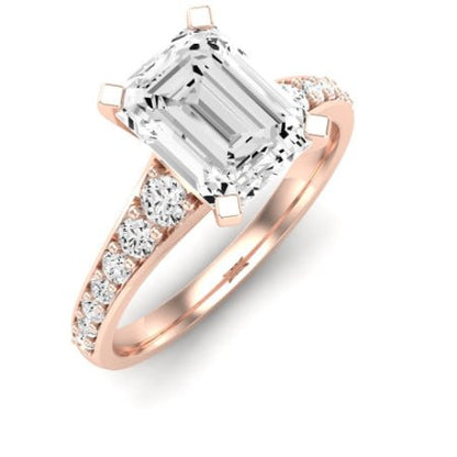 Holly Moissanite Matching Band Only (does Not Include Engagement Ring) For Ring With Emerald Center rosegold