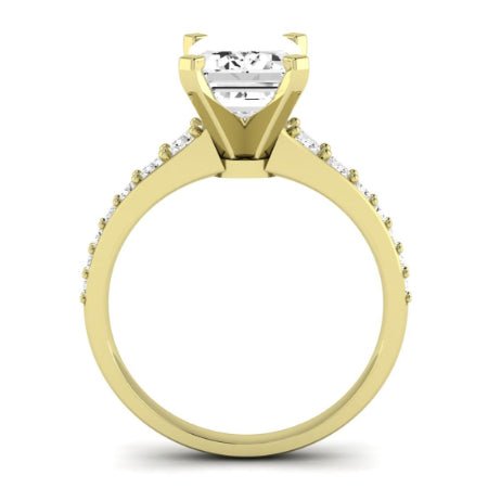 Holly Moissanite Matching Band Only (does Not Include Engagement Ring) For Ring With Emerald Center yellowgold