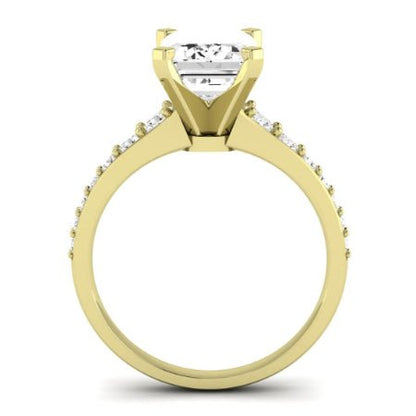 Holly Moissanite Matching Band Only (does Not Include Engagement Ring) For Ring With Emerald Center yellowgold