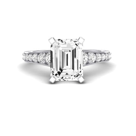 Holly Moissanite Matching Band Only (does Not Include Engagement Ring) For Ring With Emerald Center whitegold