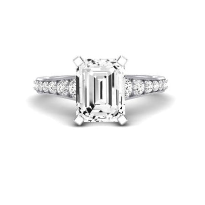 Holly Moissanite Matching Band Only (does Not Include Engagement Ring) For Ring With Emerald Center whitegold
