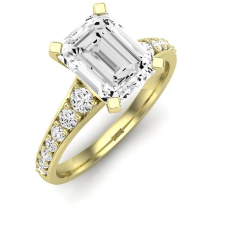 Holly Moissanite Matching Band Only (does Not Include Engagement Ring) For Ring With Emerald Center yellowgold