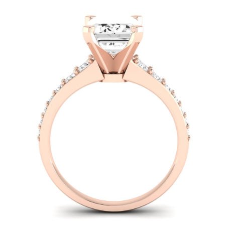 Holly Moissanite Matching Band Only (does Not Include Engagement Ring) For Ring With Emerald Center rosegold