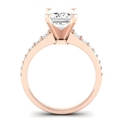 Holly Moissanite Matching Band Only (does Not Include Engagement Ring) For Ring With Emerald Center rosegold