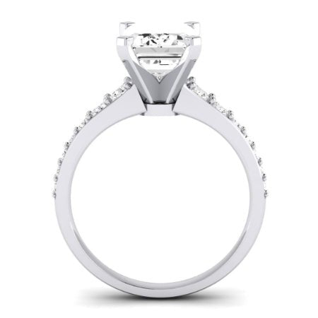Holly Moissanite Matching Band Only (does Not Include Engagement Ring) For Ring With Emerald Center whitegold