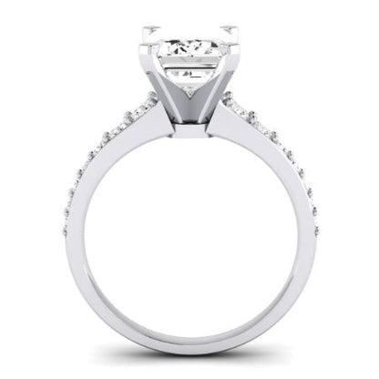 Holly Moissanite Matching Band Only (does Not Include Engagement Ring) For Ring With Emerald Center whitegold