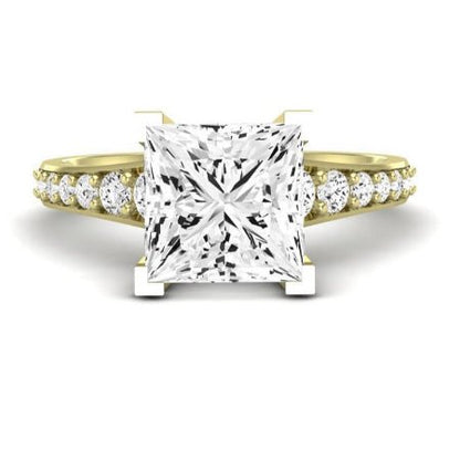 Holly Moissanite Matching Band Only (does Not Include Engagement Ring) For Ring With Princess Center yellowgold