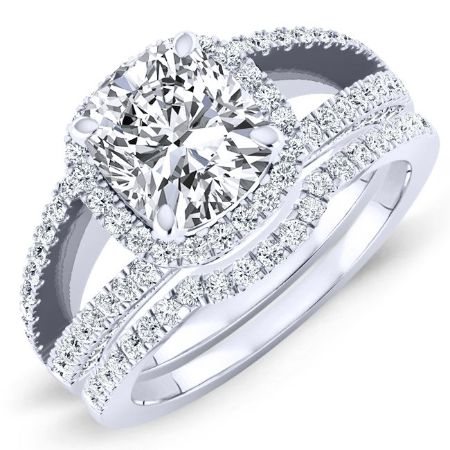 Honesty Cushion Moissanite Bridal Set whitegold