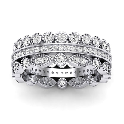 Honey Round Cut Moissanite Eternity Band whitegold