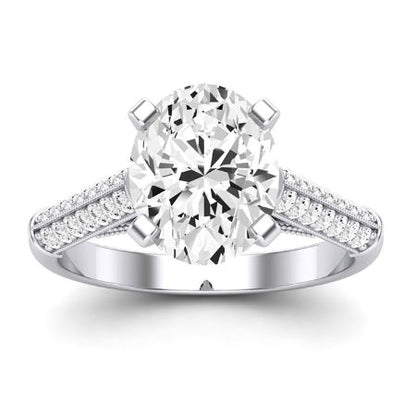 Iberis Diamond Matching Band Only (does Not Include Engagement Ring) For Ring With Oval Center whitegold