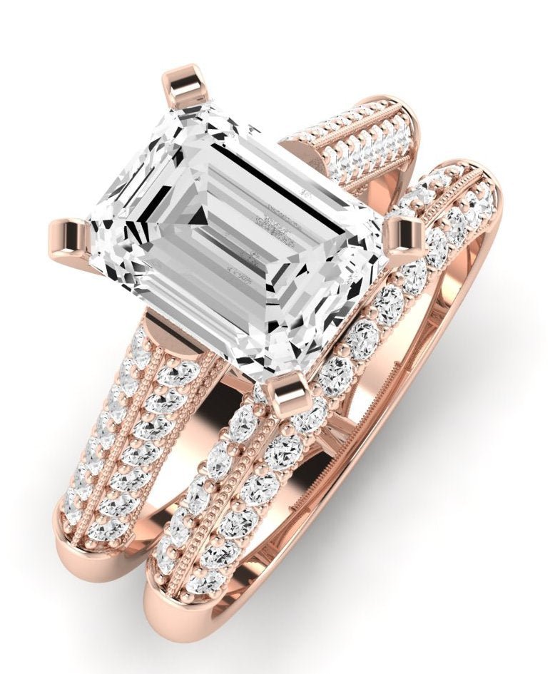 Iberis Emerald Moissanite Bridal Set rosegold
