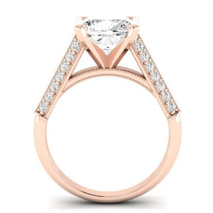 Iberis Moissanite Matching Band Only (does Not Include Engagement Ring) For Ring With Cushion Center rosegold