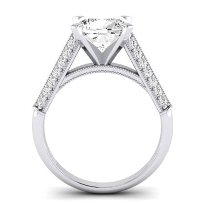 Iberis Moissanite Matching Band Only (does Not Include Engagement Ring) For Ring With Cushion Center whitegold