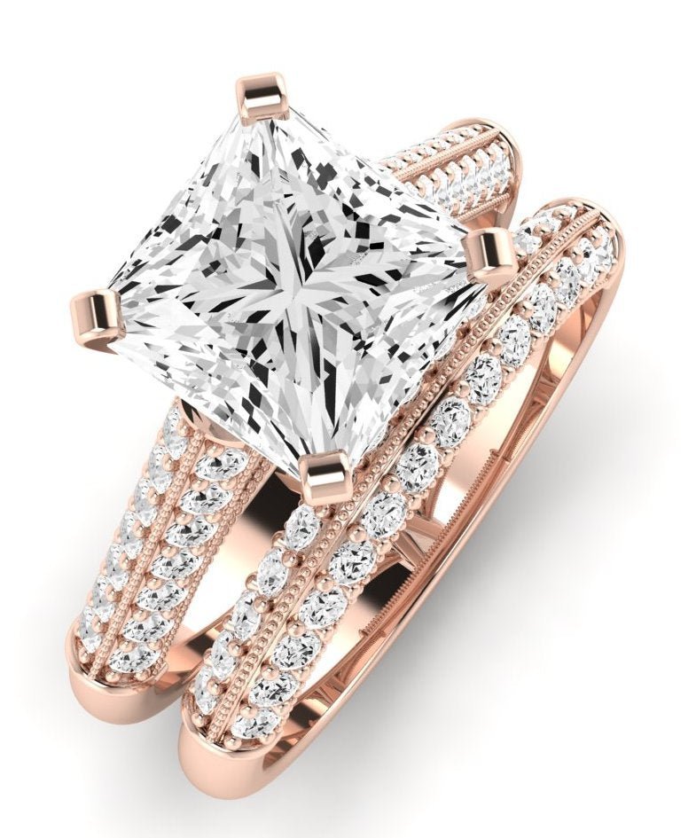 Iberis Moissanite Matching Band Only (does Not Include Engagement Ring) For Ring With Princess Center rosegold