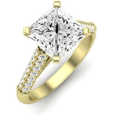 Iberis Moissanite Matching Band Only (does Not Include Engagement Ring) For Ring With Princess Center yellowgold