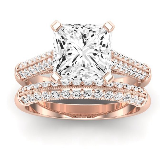 Iberis Moissanite Matching Band Only (does Not Include Engagement Ring) For Ring With Princess Center rosegold