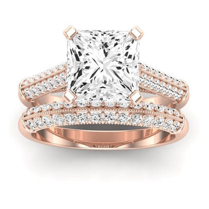 Iberis Moissanite Matching Band Only (does Not Include Engagement Ring) For Ring With Princess Center rosegold