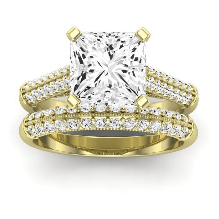 Iberis Moissanite Matching Band Only (does Not Include Engagement Ring) For Ring With Princess Center yellowgold