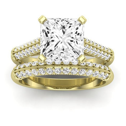Iberis Moissanite Matching Band Only (does Not Include Engagement Ring) For Ring With Princess Center yellowgold
