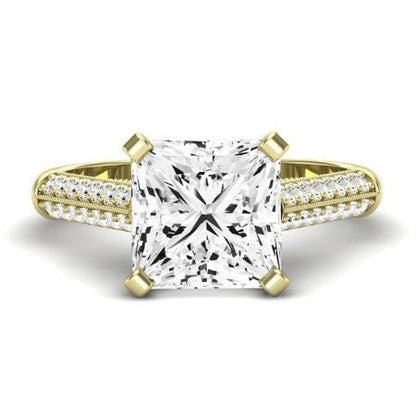 Iberis Moissanite Matching Band Only (does Not Include Engagement Ring) For Ring With Princess Center yellowgold