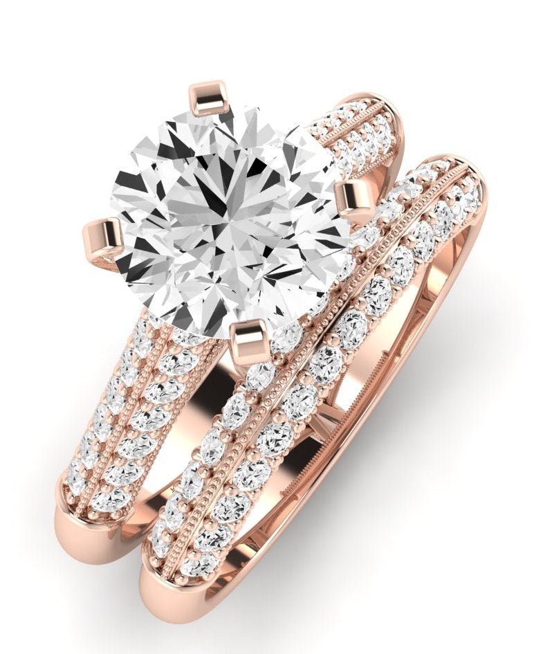 Iberis Moissanite Matching Band Only (does Not Include Engagement Ring) For Ring With Round Center rosegold