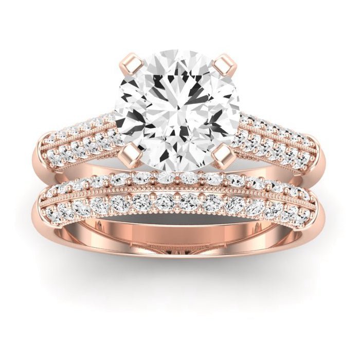 Iberis Moissanite Matching Band Only (does Not Include Engagement Ring) For Ring With Round Center rosegold