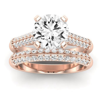 Iberis Moissanite Matching Band Only (does Not Include Engagement Ring) For Ring With Round Center rosegold