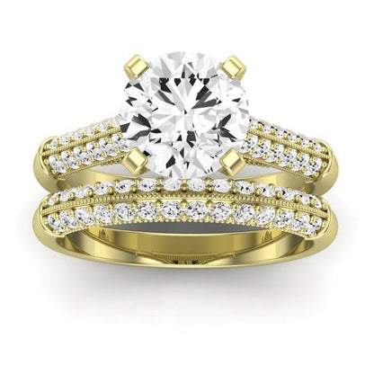 Iberis Moissanite Matching Band Only (does Not Include Engagement Ring) For Ring With Round Center yellowgold