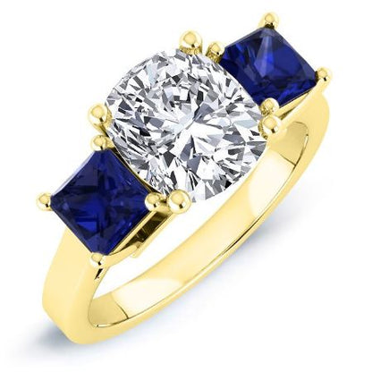 Ilex Moissanite Matching Band Only (engagement Ring Not Included) For Ring With Cushion Center yellowgold