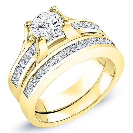 Ilima Moissanite Matching Band Only (engagement Ring Not Included) For Ring With Round Center yellowgold