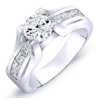 Ilima Round Moissanite Engagement Ring whitegold