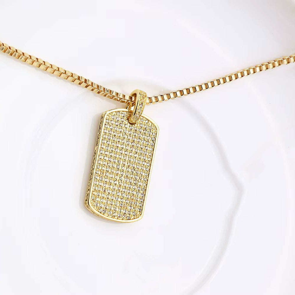 0.60ct TCW Iced Out Dog Tag Diamond Charm Men's Pendant (Pendant Only. Chain Not Included)