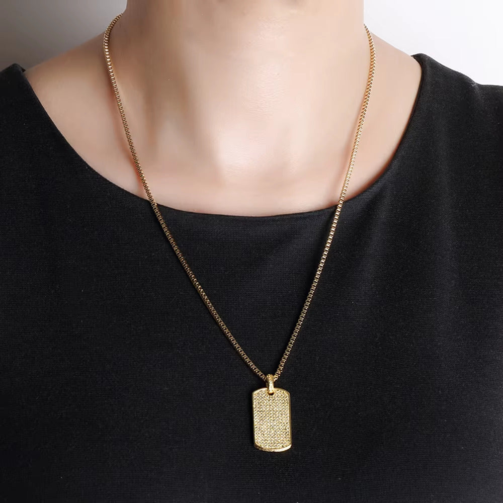 0.60ct TCW Iced Out Dog Tag Diamond Charm Men's Pendant (Pendant Only. Chain Not Included)