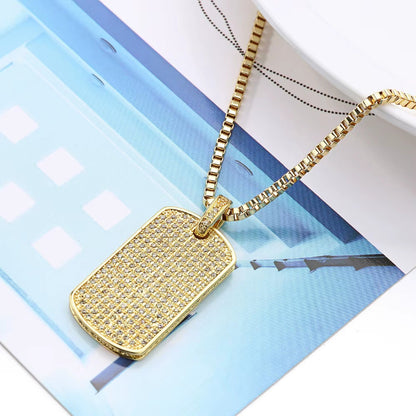 0.60ct TCW Iced Out Dog Tag Moissanite Charm Men's Pendant (Pendant Only. Chain Not Included)
