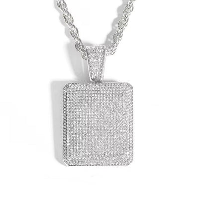 1.75ct TCW Iced Out Dog Tag Moissanite Charm Men's Pendant (Pendant Only. Chain Not Included)