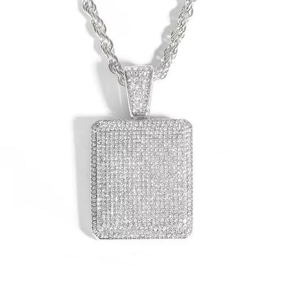 1.75ct TCW Iced Out Dog Tag Moissanite Charm Men's Pendant (Pendant Only. Chain Not Included)