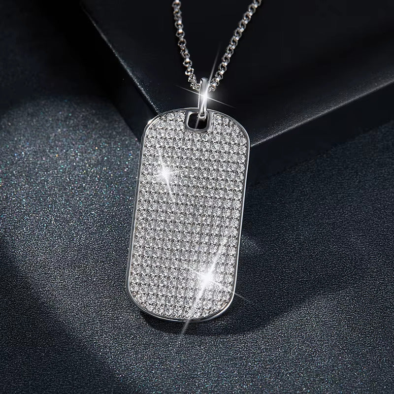 0.40ct TCW Dog Tag Diamond Charm Men's Pendant (Pendant Only. Chain Not Included)