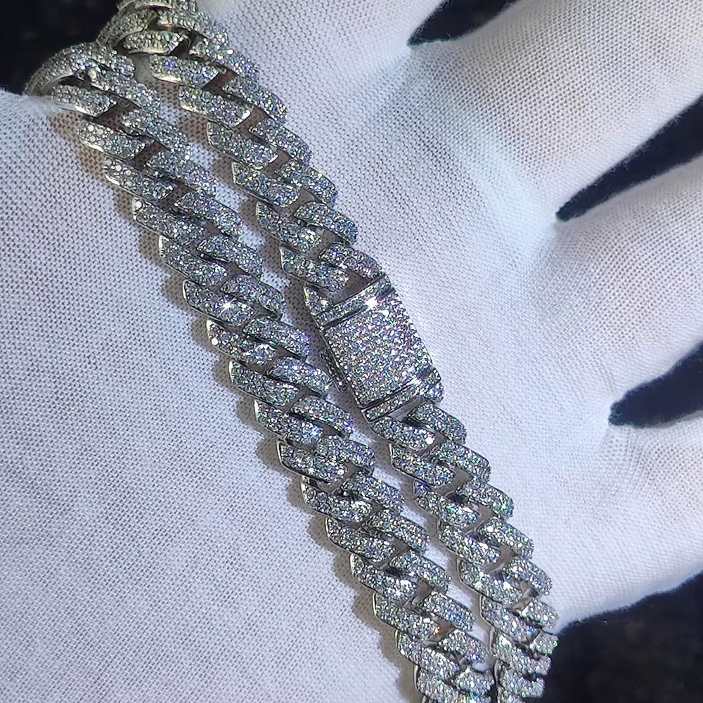 18ct TCW Iced Out Diamond Cuban Link Chain Necklace