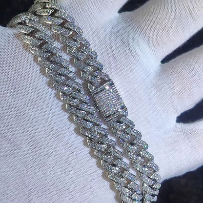 18ct TCW Iced Out Diamond Cuban Link Chain Necklace