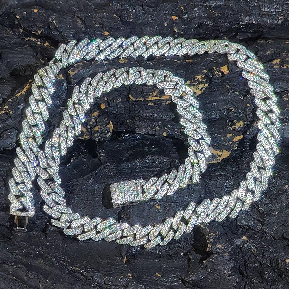 15ct TCW Iced Out Diamond Cuban Link Chain Necklace