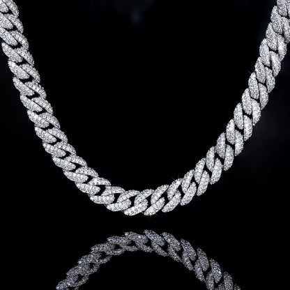 16ct TCW Iced Out Diamond Cuban Link Chain Necklace