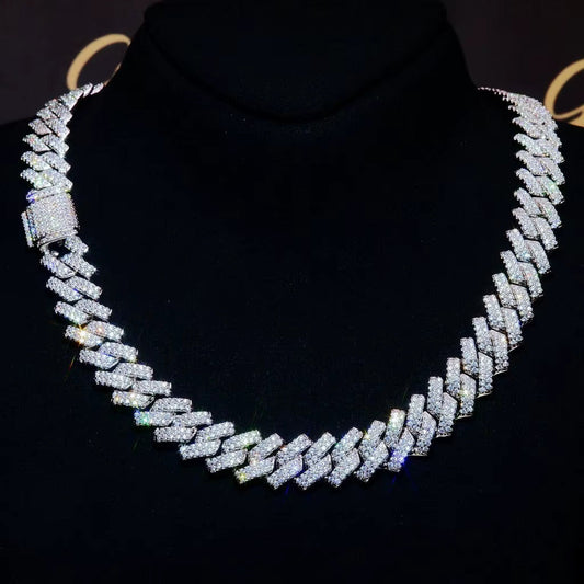 14ct TCW Iced Out Diamond Cuban Link Chain Necklace