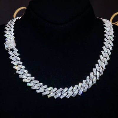 17ct TCW Iced Out Diamond Cuban Link Chain Necklace