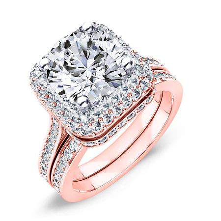 Indigo Round Moissanite Bridal Set rosegold