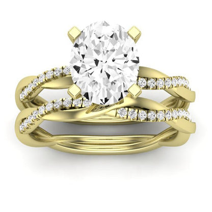 Iris Diamond Matching Band Only (does Not Include Engagement Ring) For Ring With Oval Center yellowgold