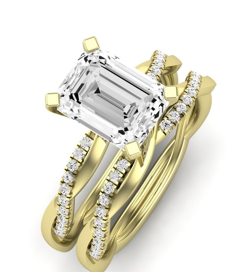 Iris Emerald Moissanite Bridal Set yellowgold